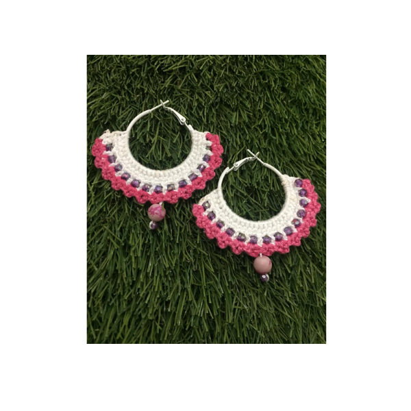 crochet thread and sequence earrings